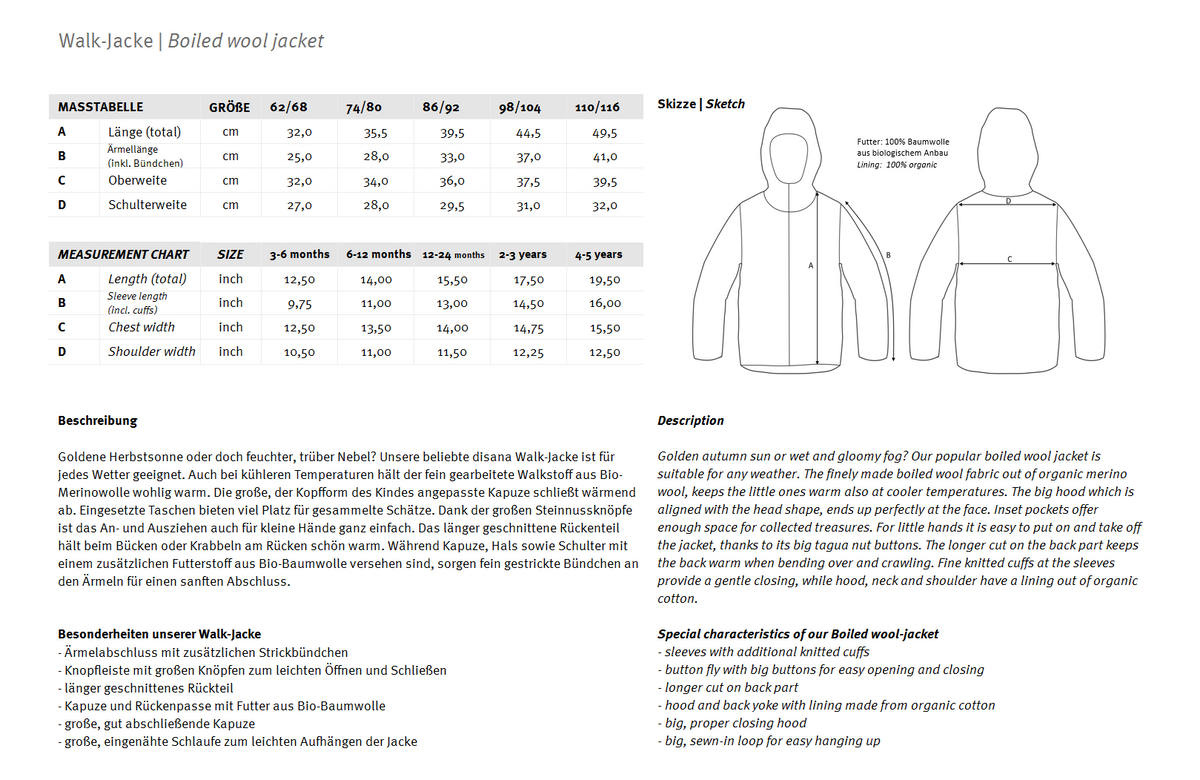 Boiled Wool Jacket - (6-18m) - Curry *PRE-LOVED/ YOU MEND IT!