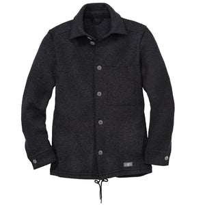 Men's Boiled Wool Shirt Jacket with Buttons - Graphite