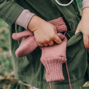 Boiled Wool Mittens - Bordeaux (3-6y) *Retired Colour