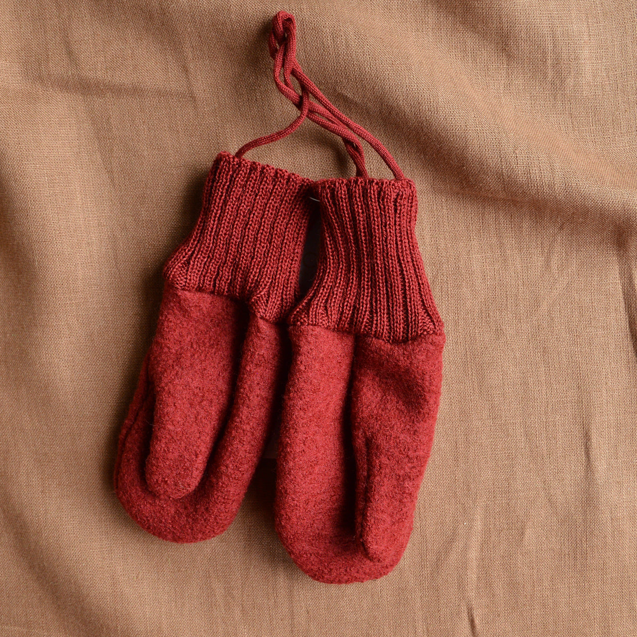 Boiled Wool Mittens - Bordeaux (3-6y) *Retired Colour