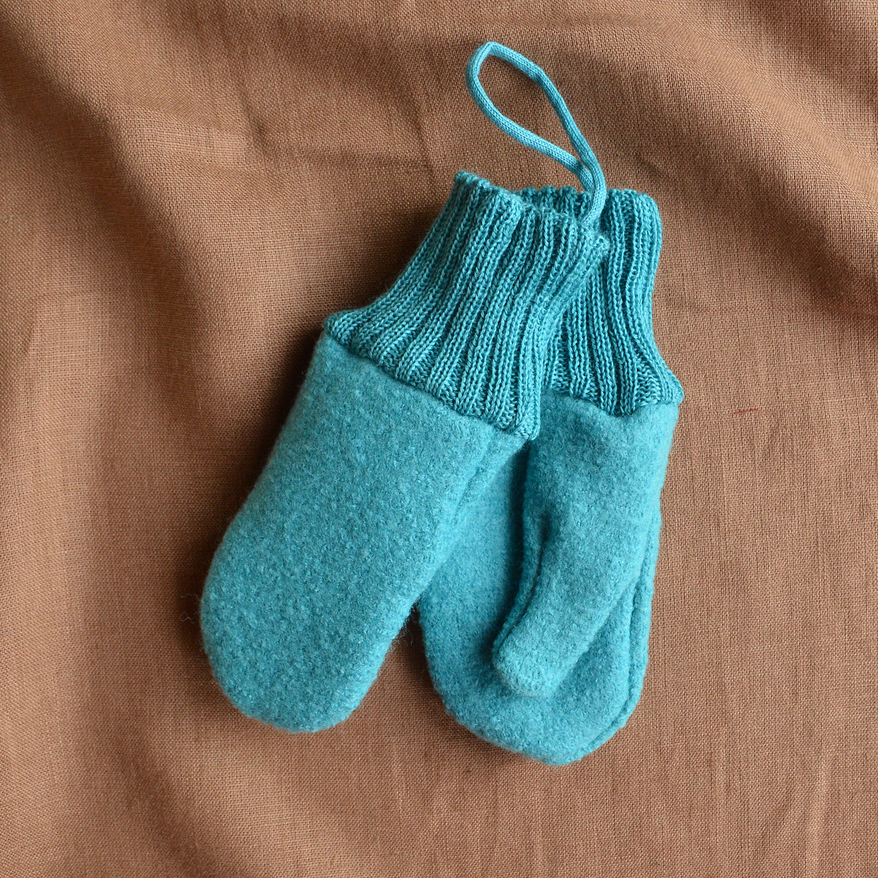 Boiled Wool Mittens - Lagoon (0-6y) *Retired Colour