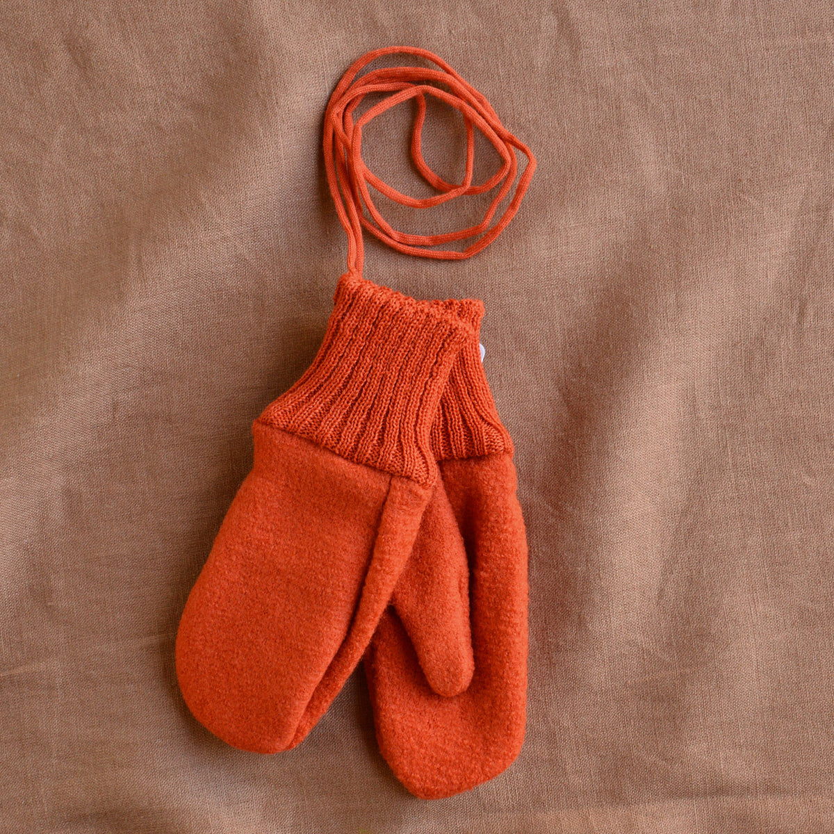 Boiled Wool Mittens - Organic Merino - Orange (0-9m) *Retired Colour