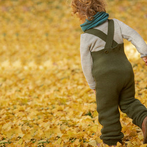 Knitted Dungarees in Organic Merino Wool - Graphite (0-3m) *Last One!