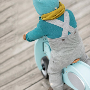 Knitted Dungarees in Organic Merino Wool - Graphite (0-3m) *Last One!