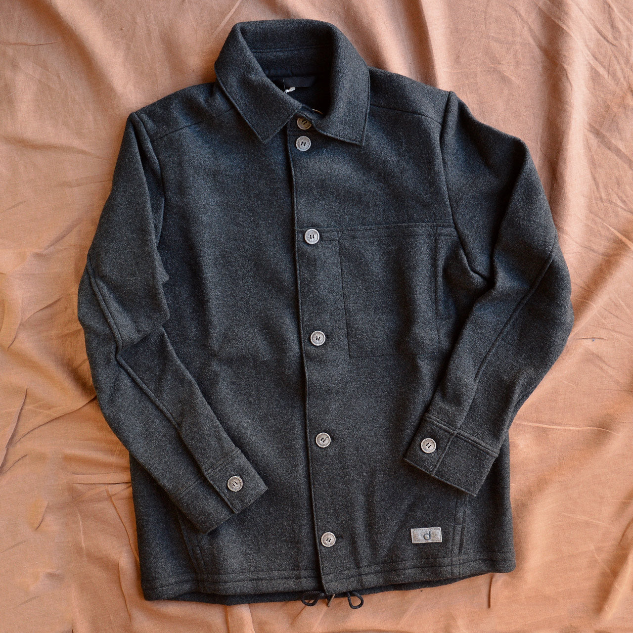 Men's Boiled Wool Jacket with Buttons - Graphite