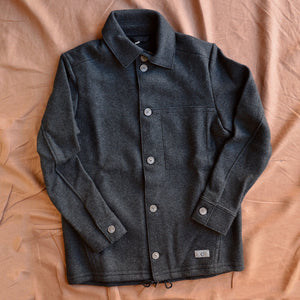 Men's Boiled Wool Shirt Jacket with Buttons - Graphite