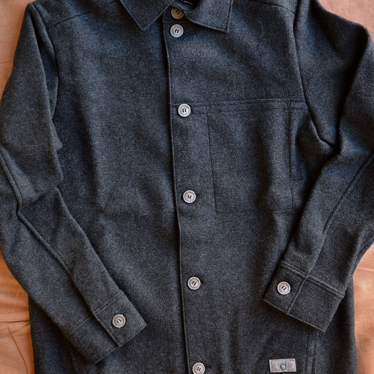 Men's Boiled Wool Jacket with Buttons - Graphite