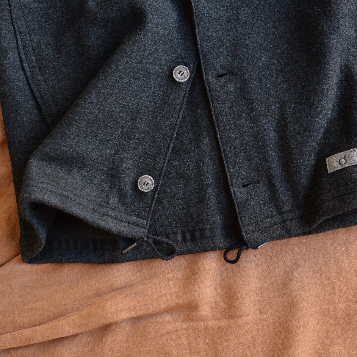 Men's Boiled Wool Jacket with Buttons - Graphite