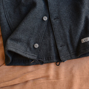 Men's Boiled Wool Shirt Jacket with Buttons - Graphite
