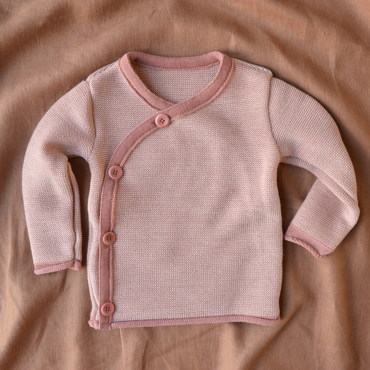 Organic Merino Baby Jacket - Rose/Natural (3m-4y) *Retired Colour