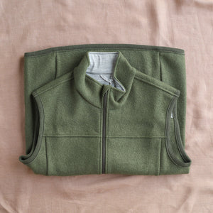 Men's Boiled Organic Wool Vest - Olive