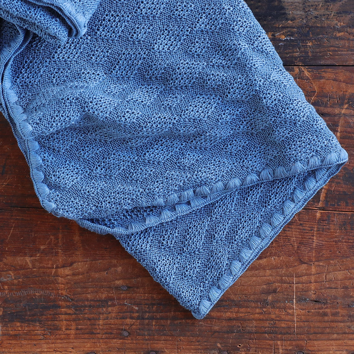 Knitted Baby Blanket in Organic Merino Wool - Dove Blue (100x80cm)