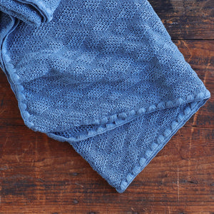 Knitted Baby Blanket in Organic Merino Wool - Dove Blue (100x80cm)