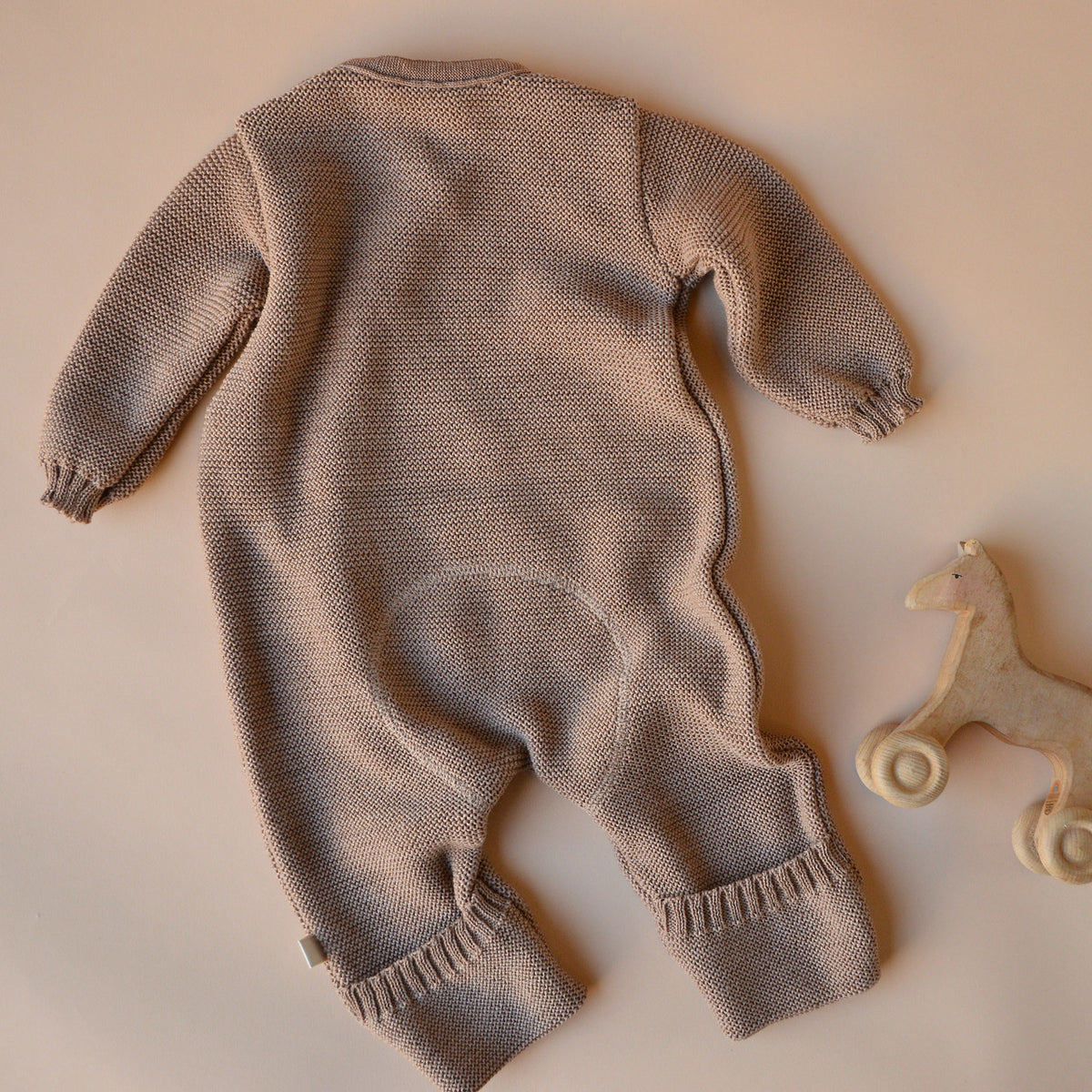 Knitted Overalls in Organic Merino Wool - Caramel (0-12m)