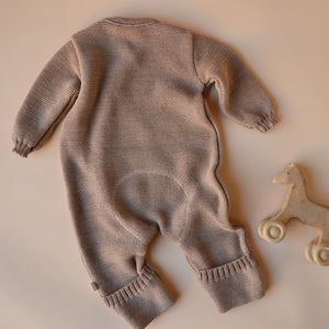 Knitted Overalls in Organic Merino Wool - Caramel (0-6m)