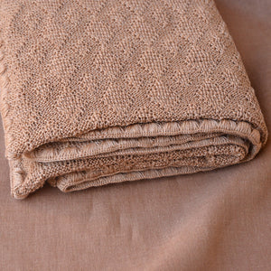 Knitted Baby Blanket in Organic Merino Wool - Caramel (100x80cm)