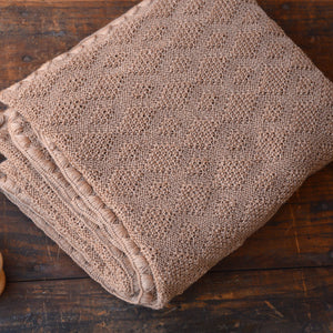 Knitted Baby Blanket in Organic Merino Wool - Caramel (100x80cm)