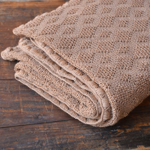 Knitted Baby Blanket in Organic Merino Wool - Caramel (100x80cm)