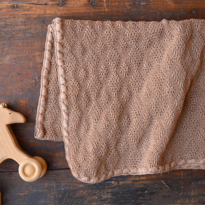 Knitted Baby Blanket in Organic Merino Wool - Caramel (100x80cm)