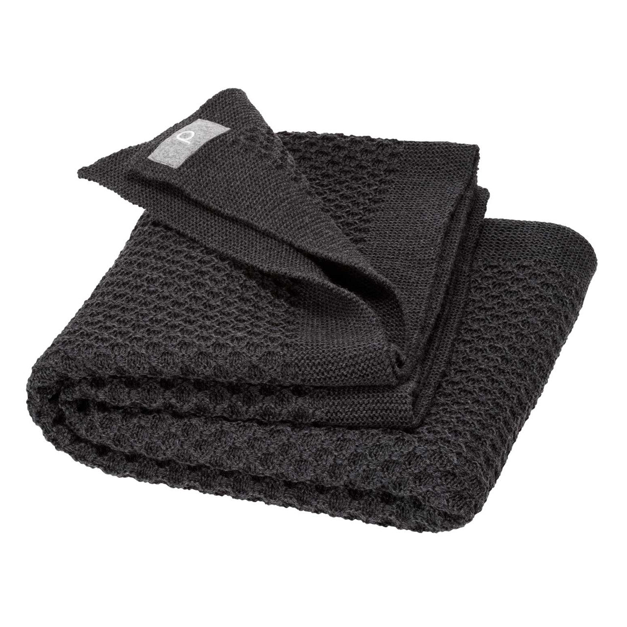 Large Honeycomb Knit Blanket in Organic Merino - Graphite (200x135cm)