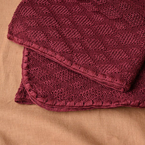 Knitted Baby Blanket in Organic Merino Wool - Cassis (100x80cm)