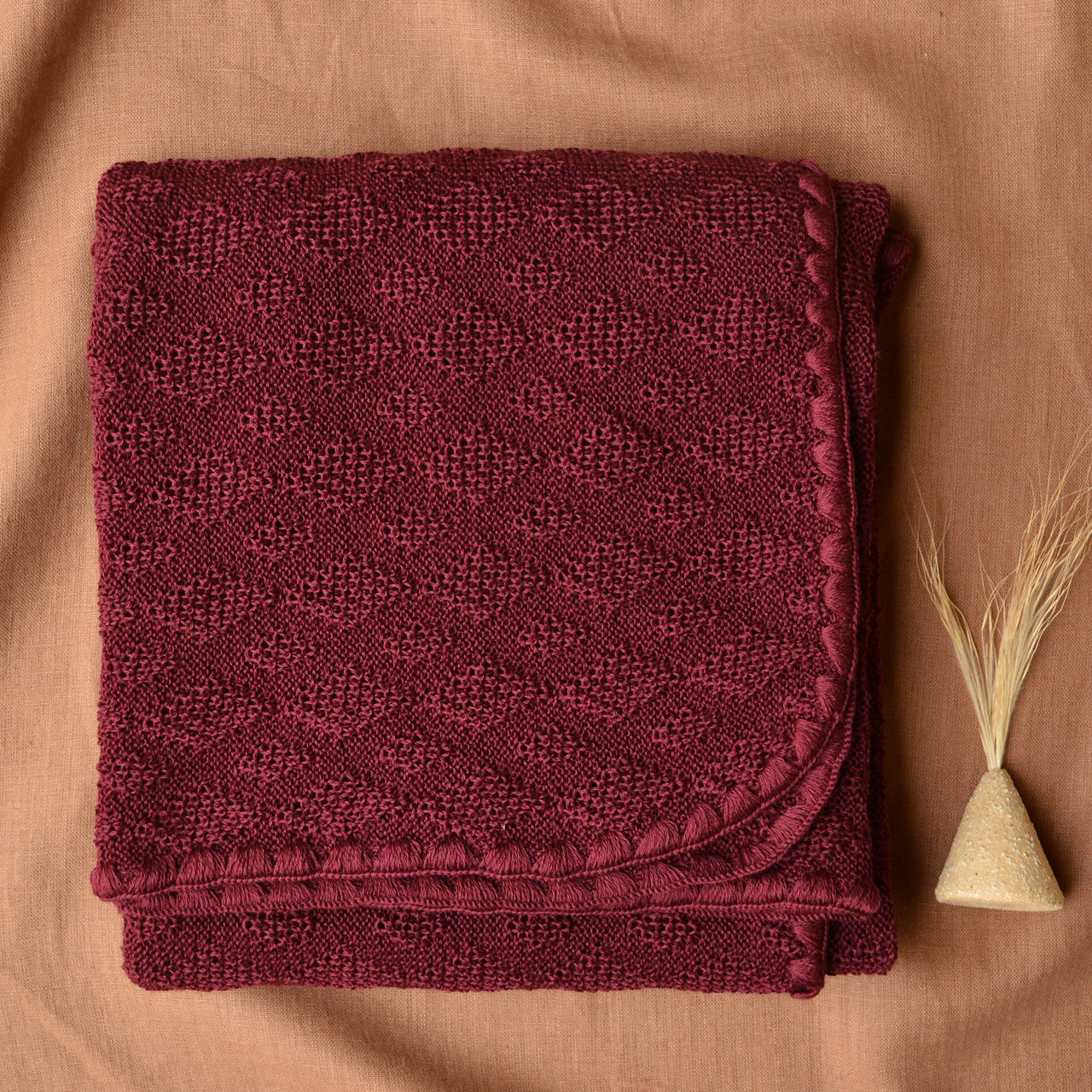 Knitted Baby Blanket in Organic Merino Wool - Cassis (100x80cm) *Restocking Autumn