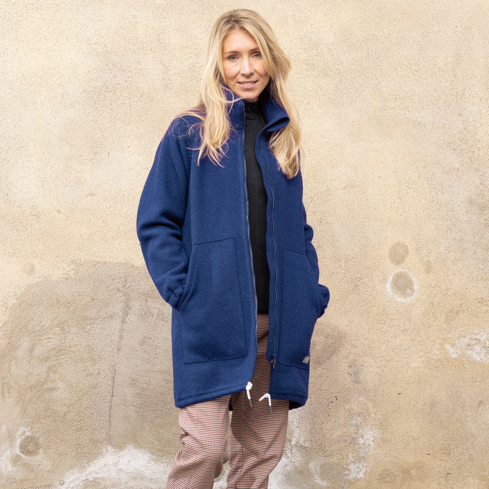 Women's Boiled Wool Coat - Navy (S-L)