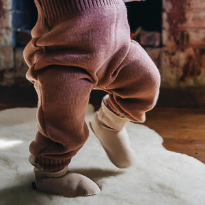 Knitted Dungarees in Organic Merino Wool - Graphite (0-3m) *Last One!