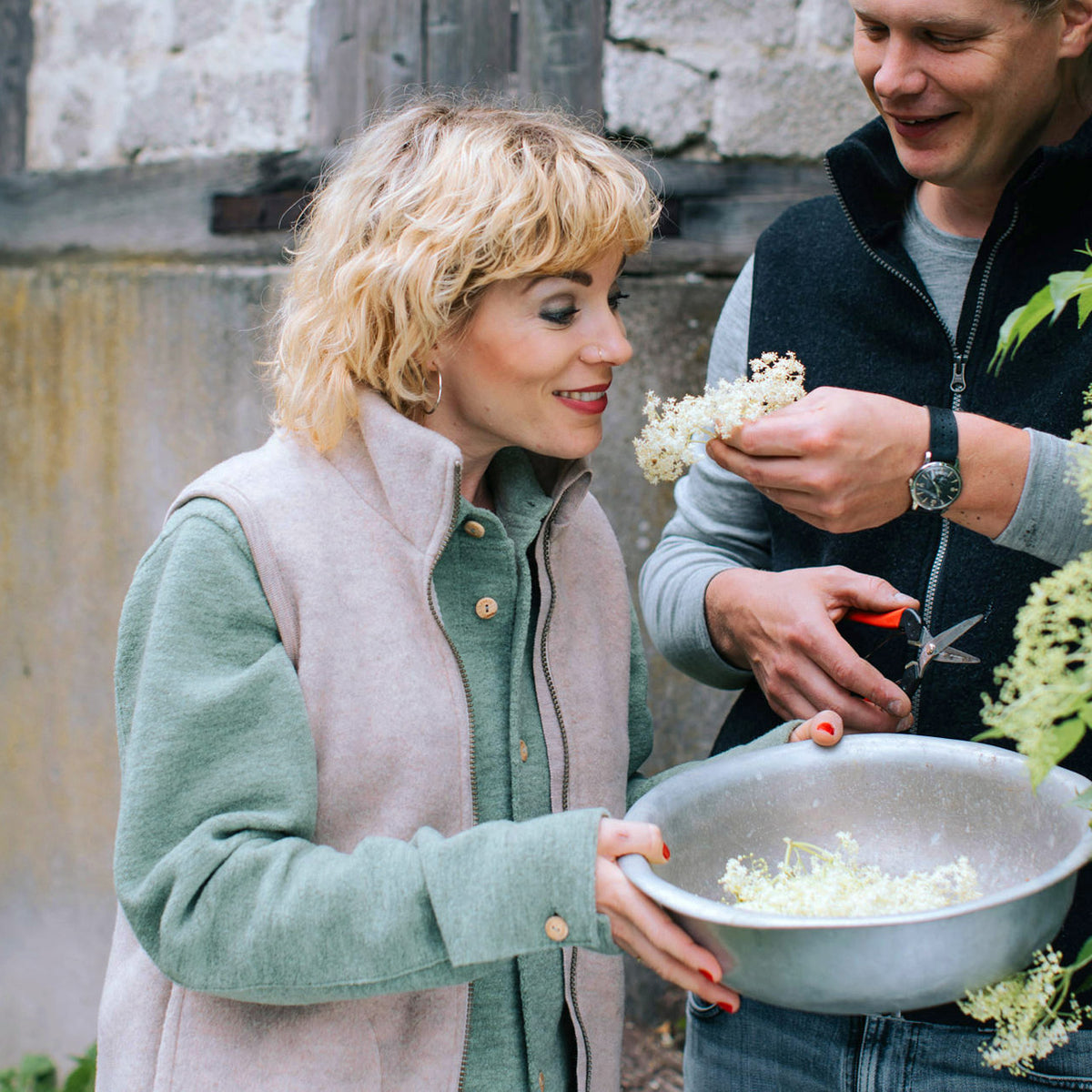 Women's Zip Vest - 100% Organic Wool Fleece - Sand (L) *Last One!