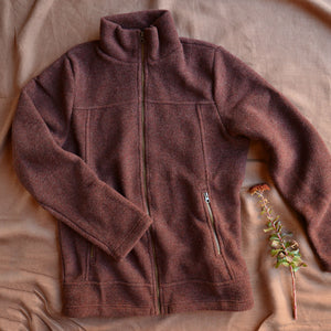 Men's Zip Jacket - 100% Organic Wool Fleece - Cinnamon (S-XL)