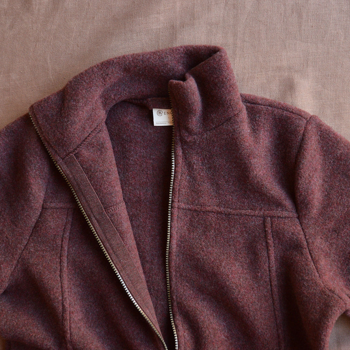 Men's Zip Jacket - 100% Organic Wool Fleece - Cinnamon (S-XL) *Returning 2026