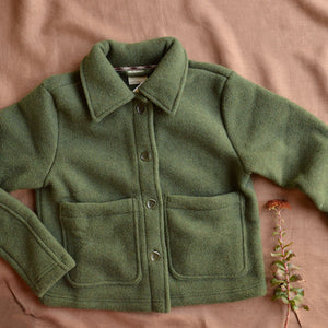 Women's Short Jacket - 100% Organic Wool Fleece - Reed (XS-L)