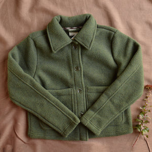 Women's Short Jacket - 100% Organic Wool Fleece - Reed (XS-L)