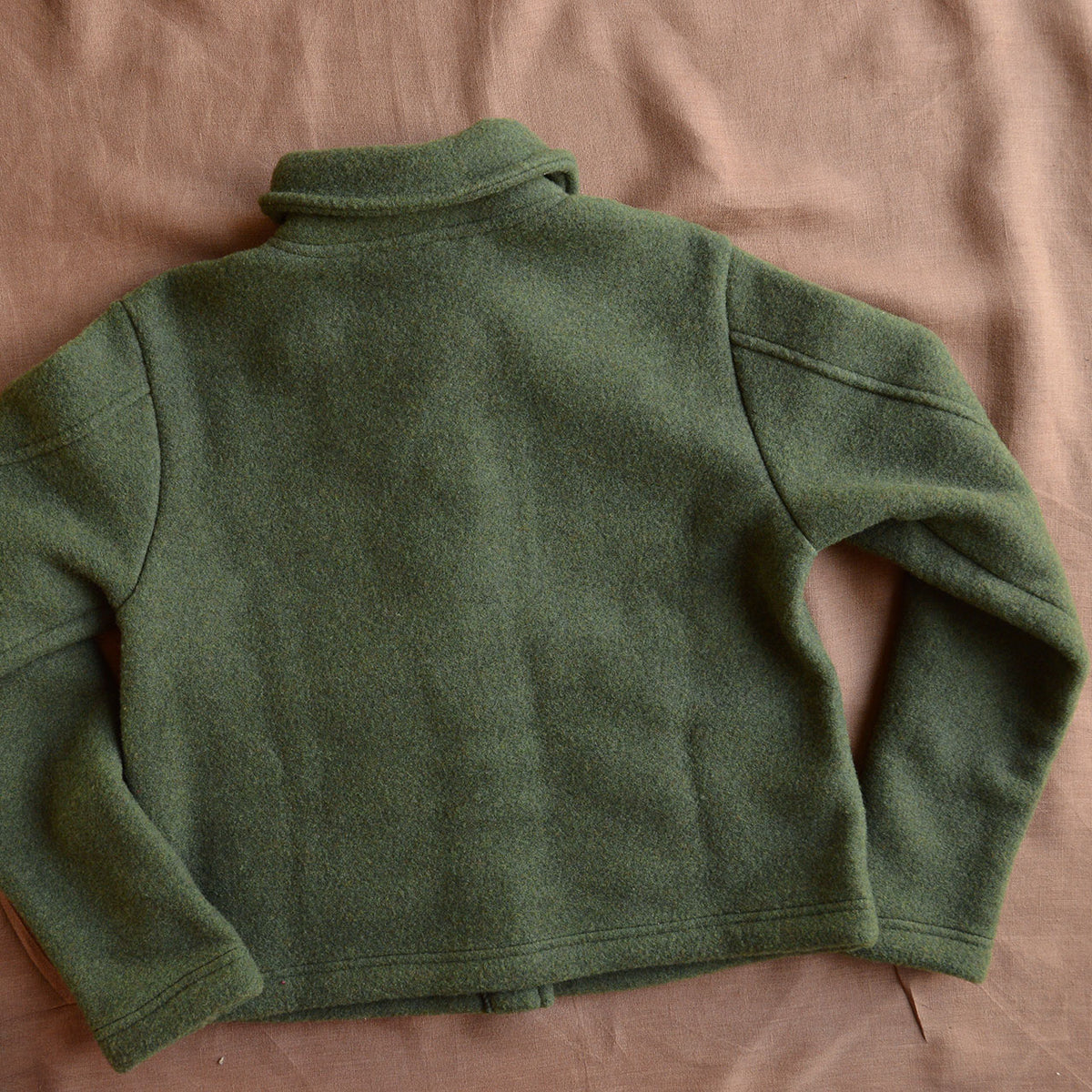 Women's Short Jacket - 100% Organic Wool Fleece - Reed (XS-L)