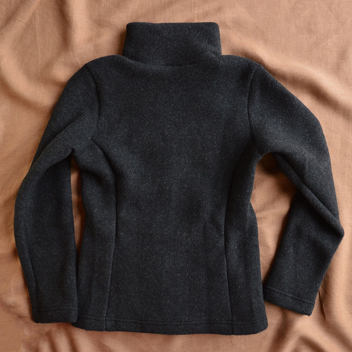 Women's Zip Jacket - 100% Organic Wool Fleece - Black (XS-L)