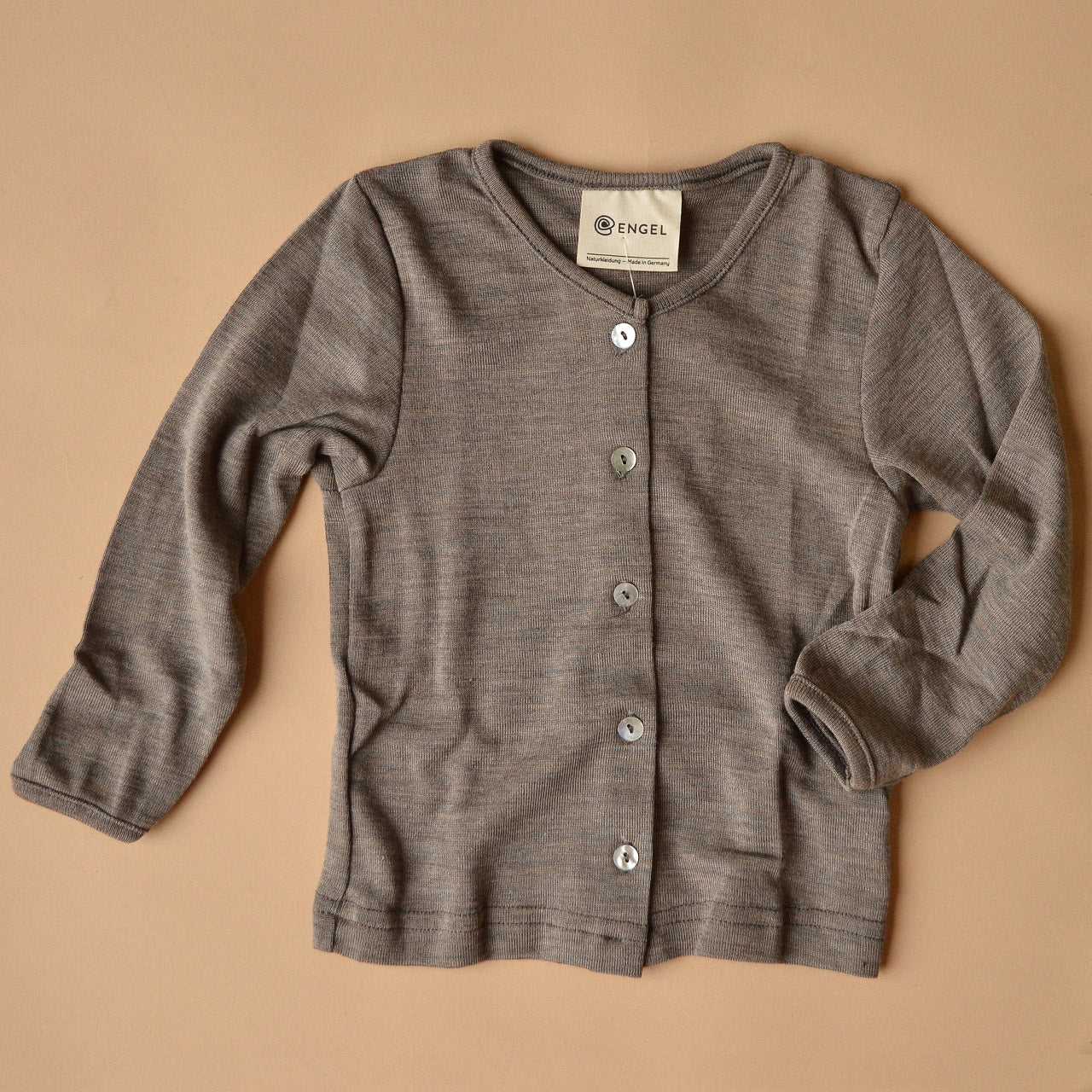 Baby Fine Cardigan - Organic Merino/Silk - Walnut (0-2y)