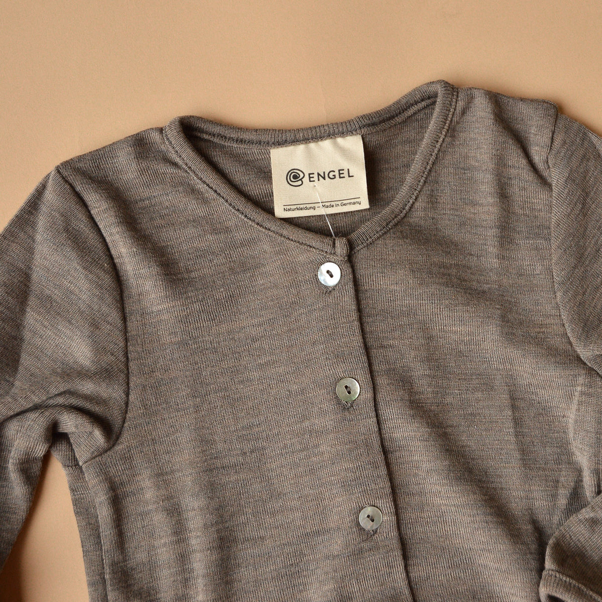 Baby Fine Cardigan - Organic Merino/Silk - Walnut (0-2y)