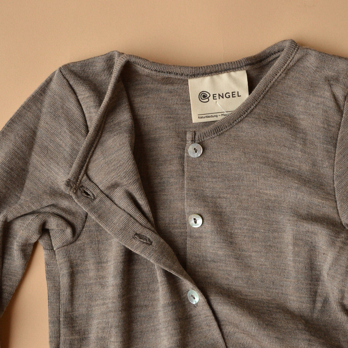 Baby Fine Cardigan - Organic Merino/Silk - Walnut (0-2y)