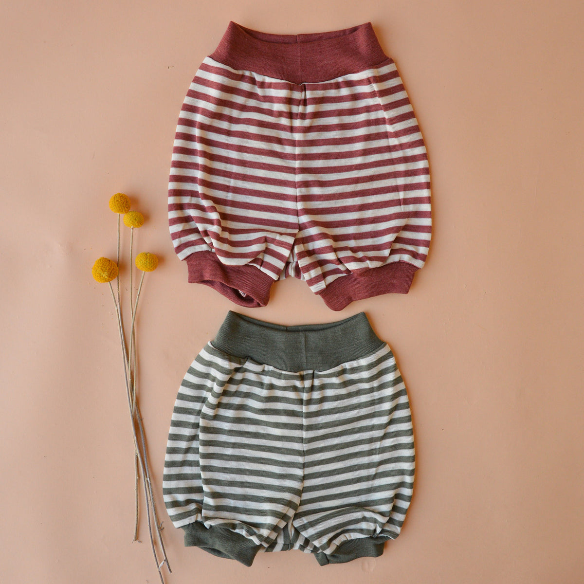 Summer Nappy Pants - Organic Merino/Mulberry Silk - Stripes (0-2y)