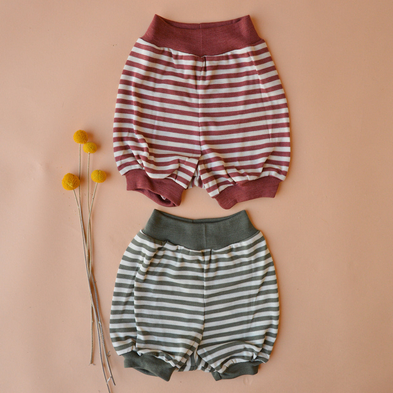 Summer Nappy Pants - Organic Merino/Mulberry Silk - Stripes (0-2y)