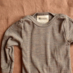 Baby Footless Sleep Suit Onesie - Wool/Silk - Walnut (0-24m)