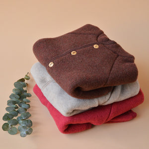 Hooded Jacket  with Buttons - 100% Organic Wool Fleece (0-6y)