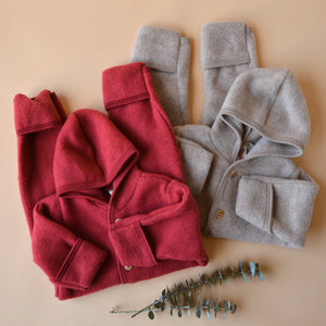 Hooded Baby Overall - 100% Organic Wool Fleece - Sand (0-24m)