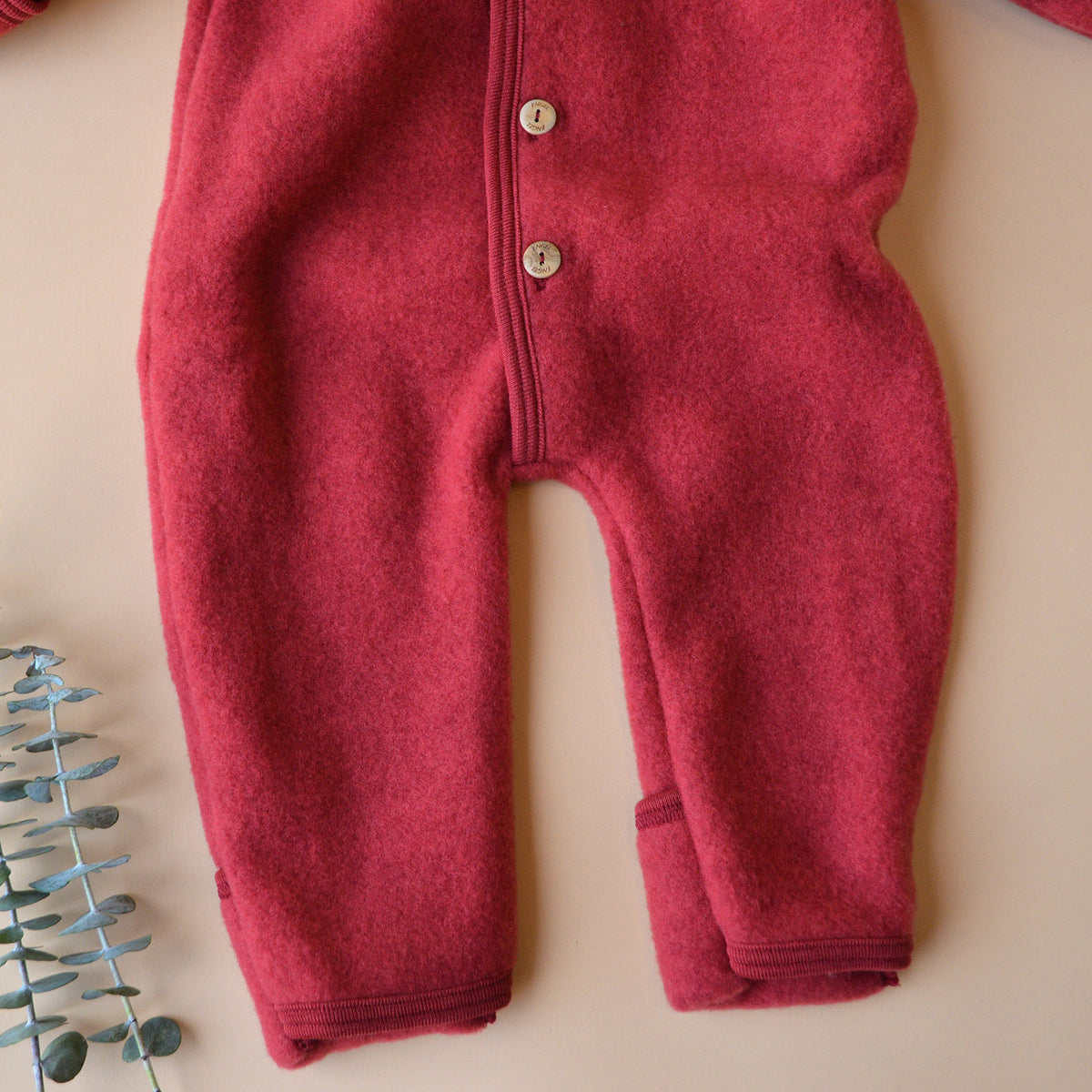 Hooded Baby Overall - 100% Organic Wool Fleece - Jasper (0-24m)