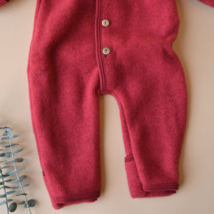 Hooded Baby Overall in Organic Wool Fleece - Jasper (0-24m)