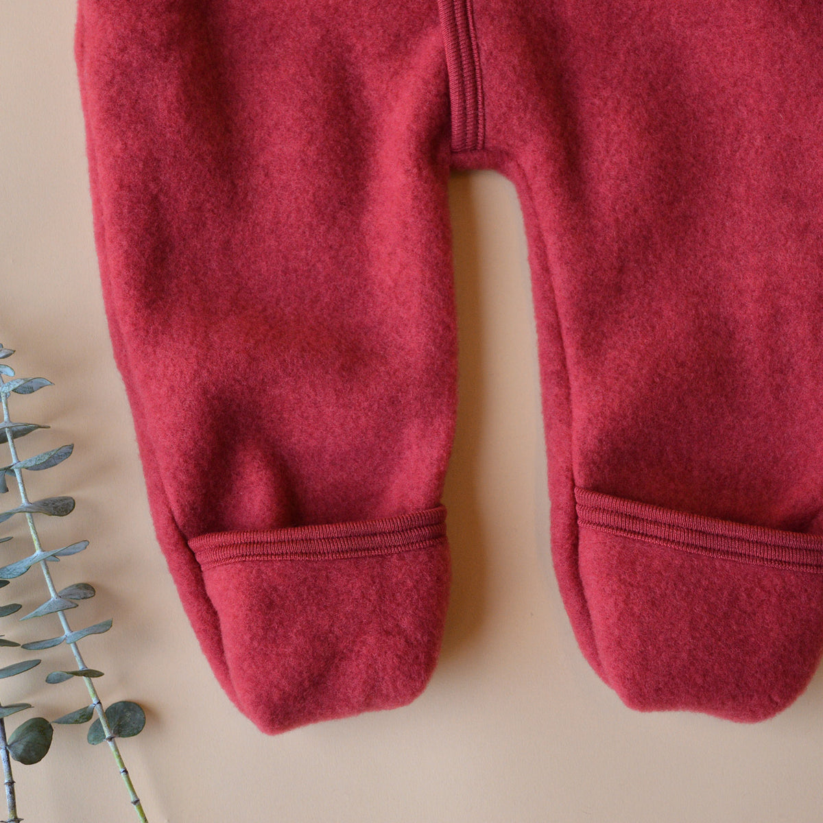 Hooded Baby Overall - 100% Organic Wool Fleece - Jasper (0-24m)