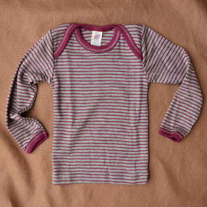 Baby Top Wool/Silk Long Sleeve - Fine Stripes (3m-3y)