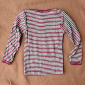 Baby Top Wool/Silk Long Sleeve - Fine Stripes (3m-3y)