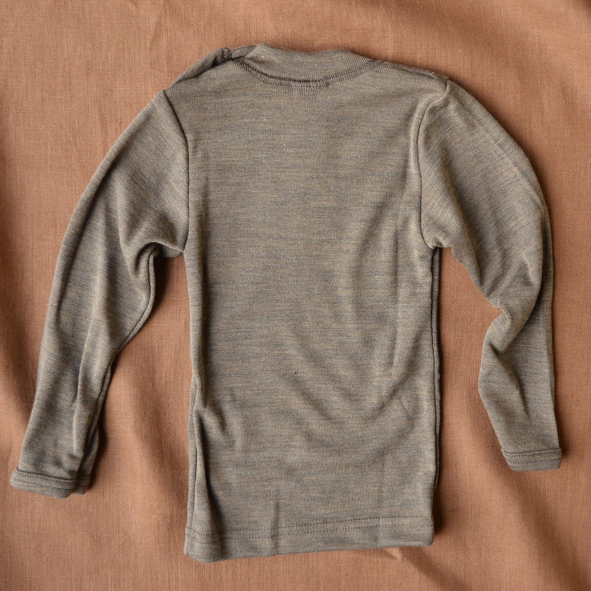 Walnut Organic Merino/Silk Top with shoulder buttons (0-5y)