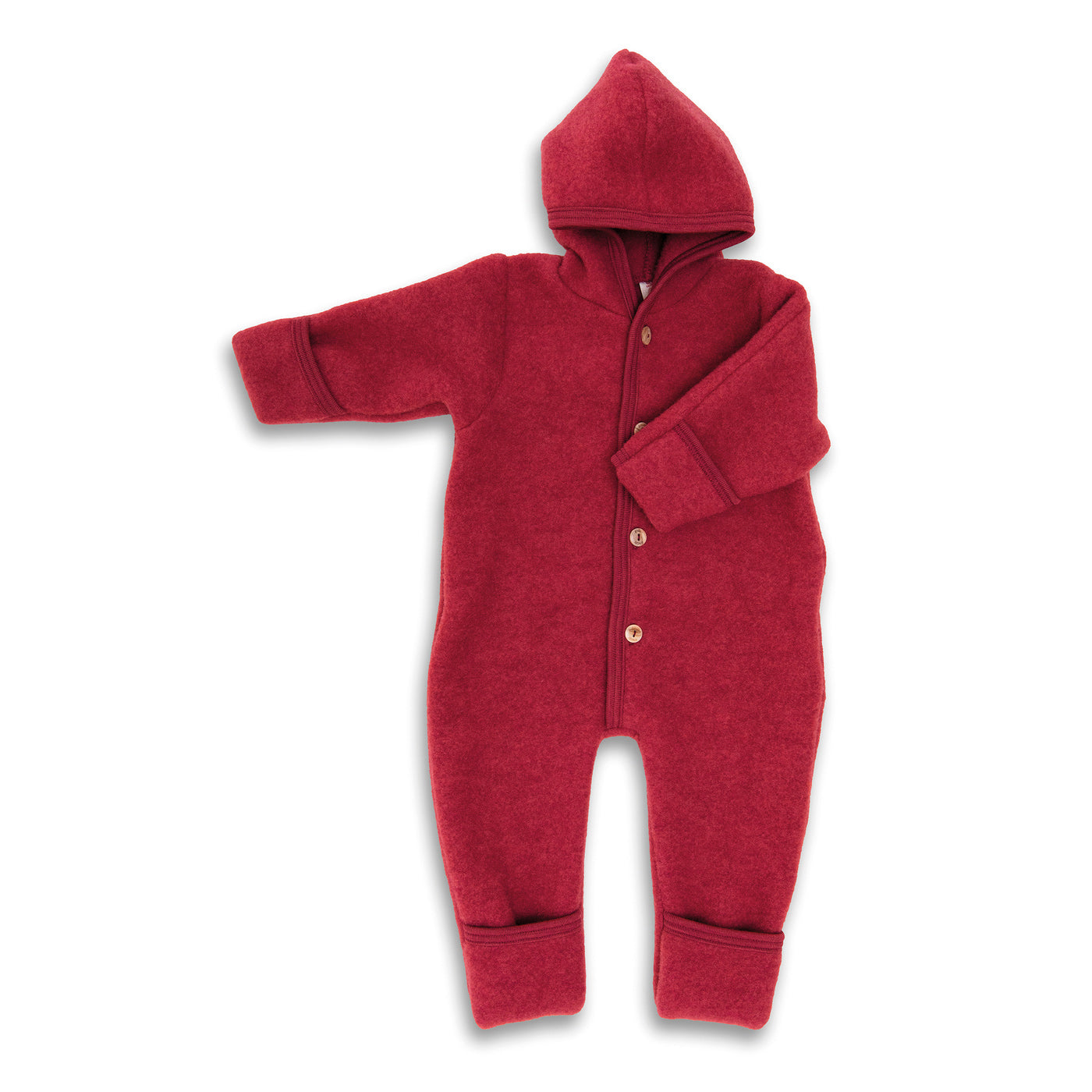 Hooded Baby Overall in Organic Wool Fleece - Jasper (0-24m) *Returning Autumn